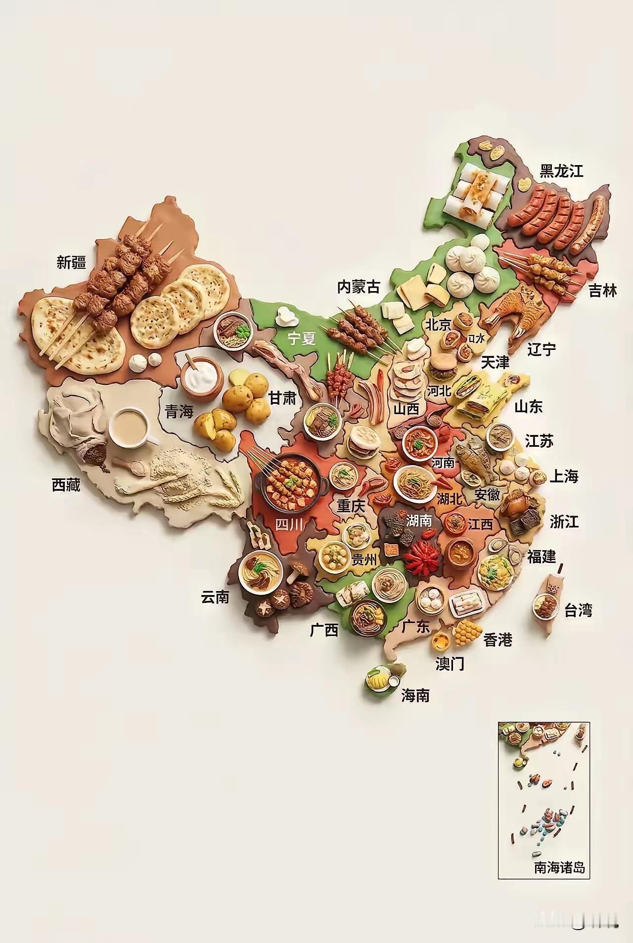 中国不同地区，不同美食代表