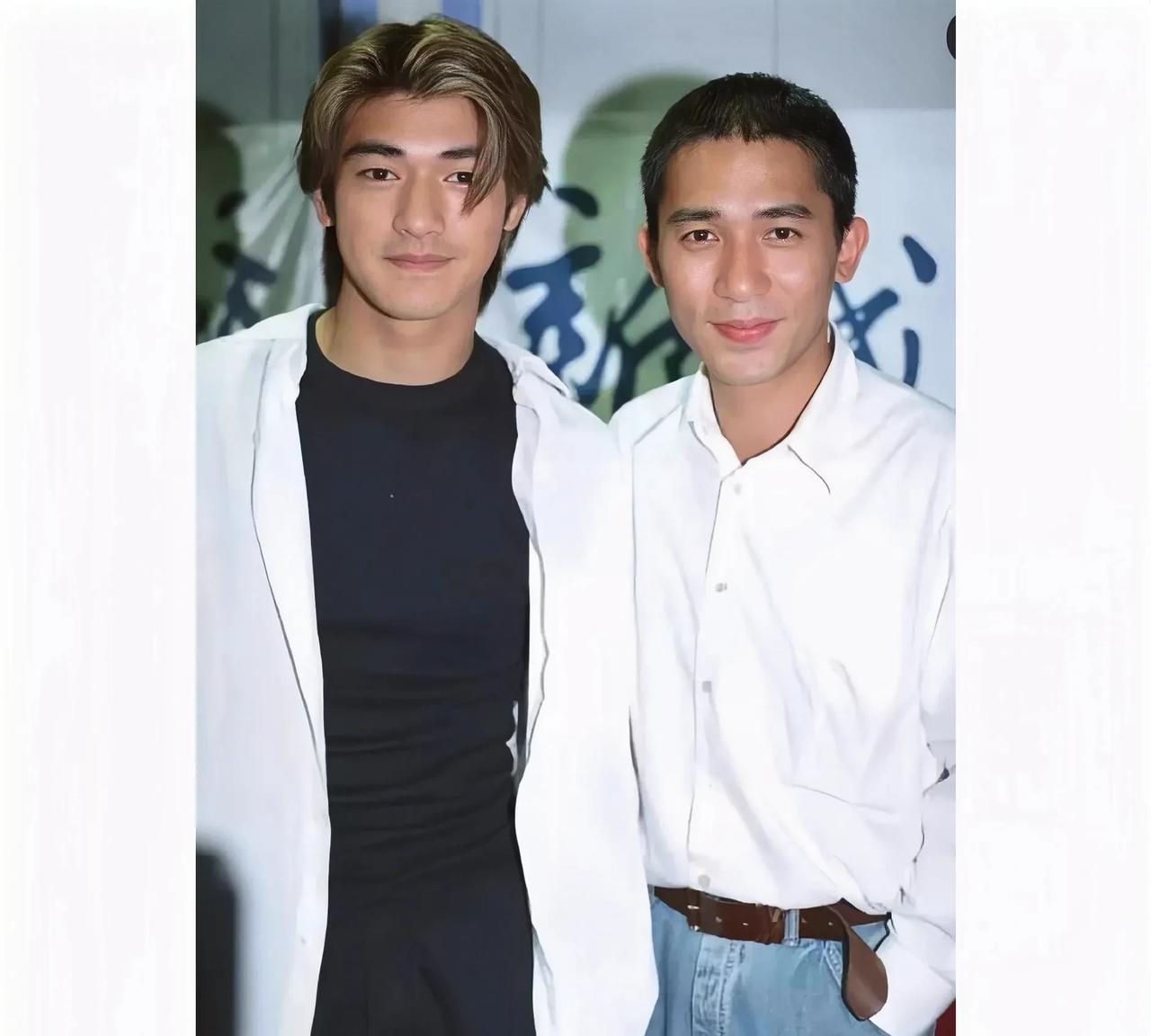 1994年，21岁的金城武与32岁的梁朝伟的留影旧照，温柔了岁月，惊艳了时光！