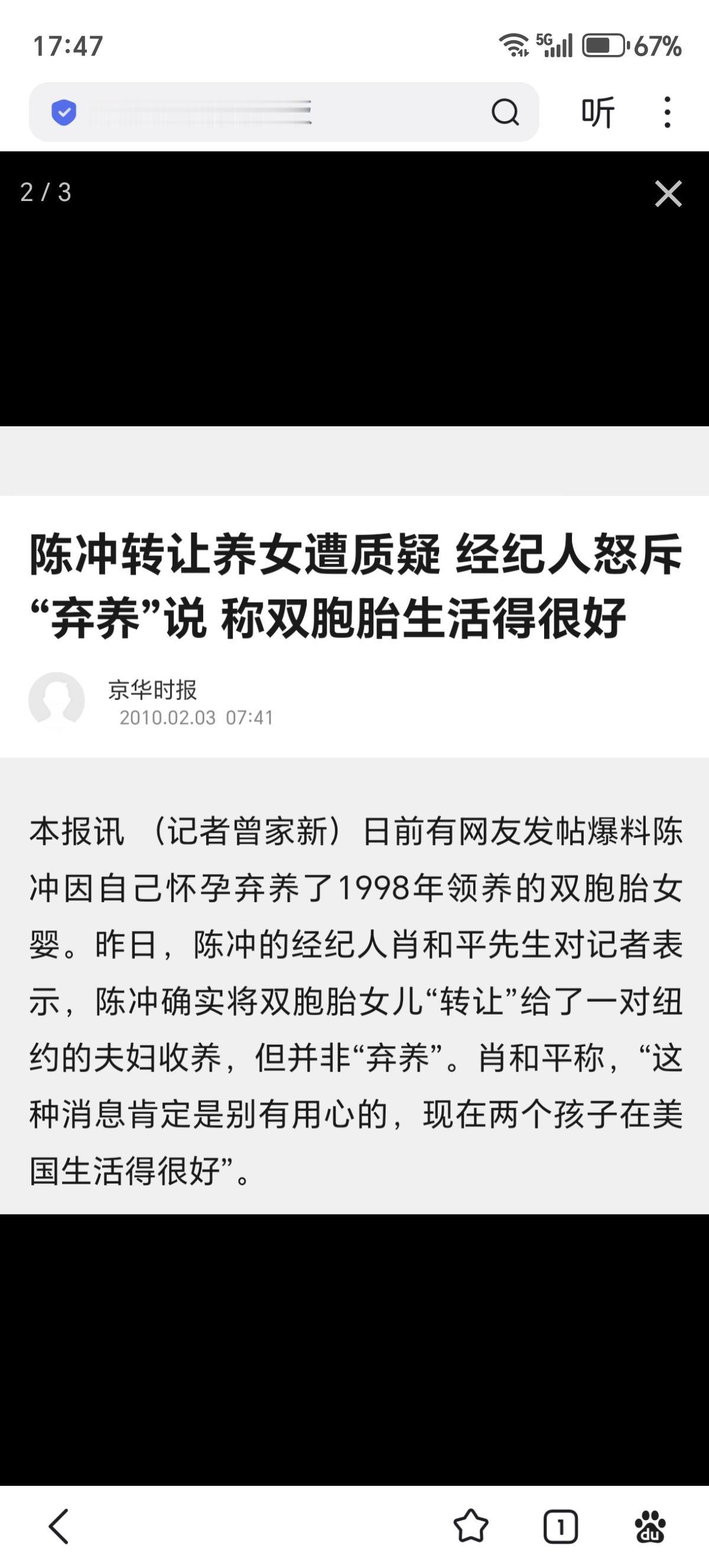 1998年，美籍华裔演员陈冲女士在广西南宁收养了两个双胞胎，但是几年之后把这两个