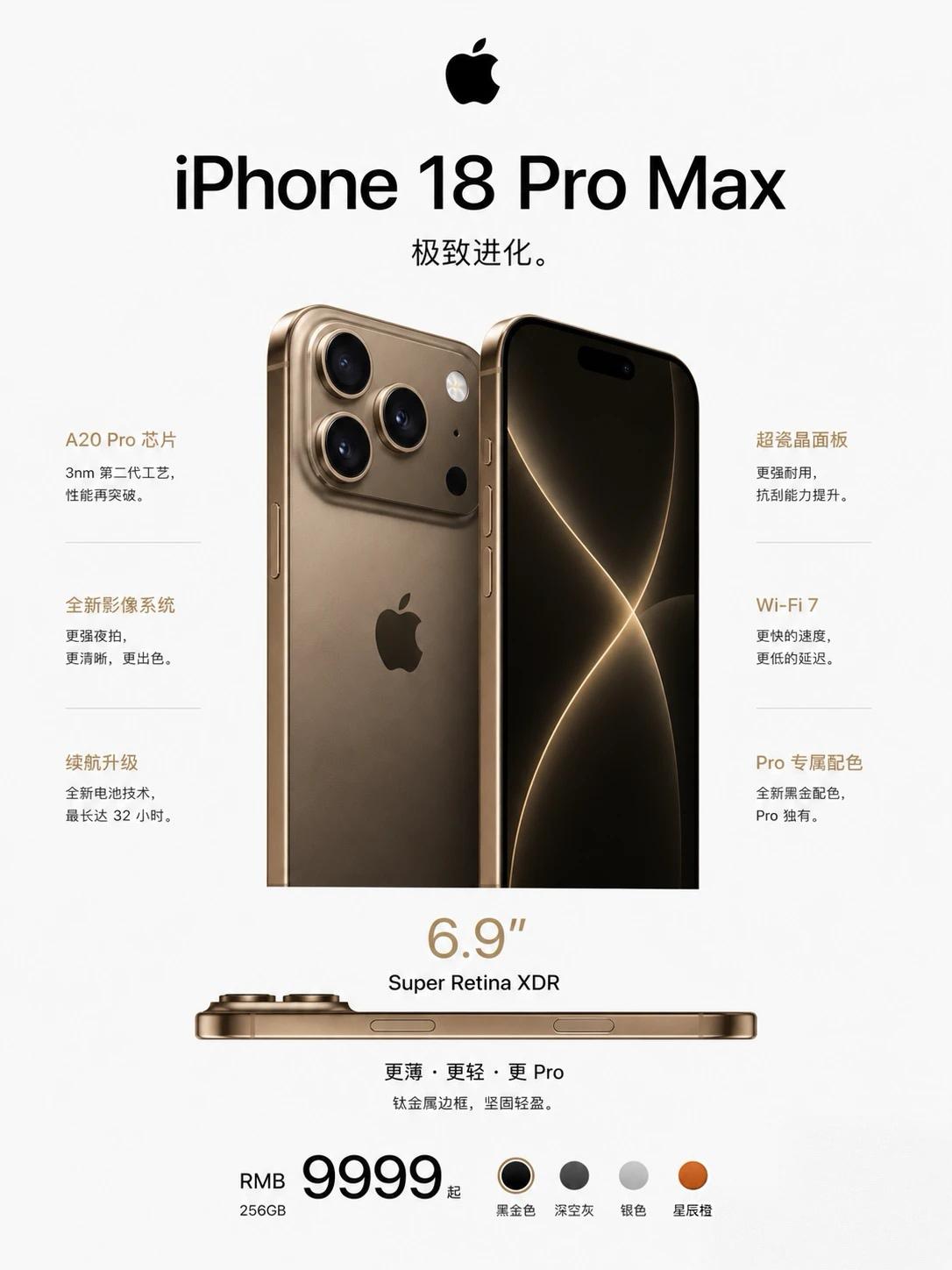 iPhone18ProMax重磅爆料🔥告别灵动岛迎来真全面屏A20旗舰