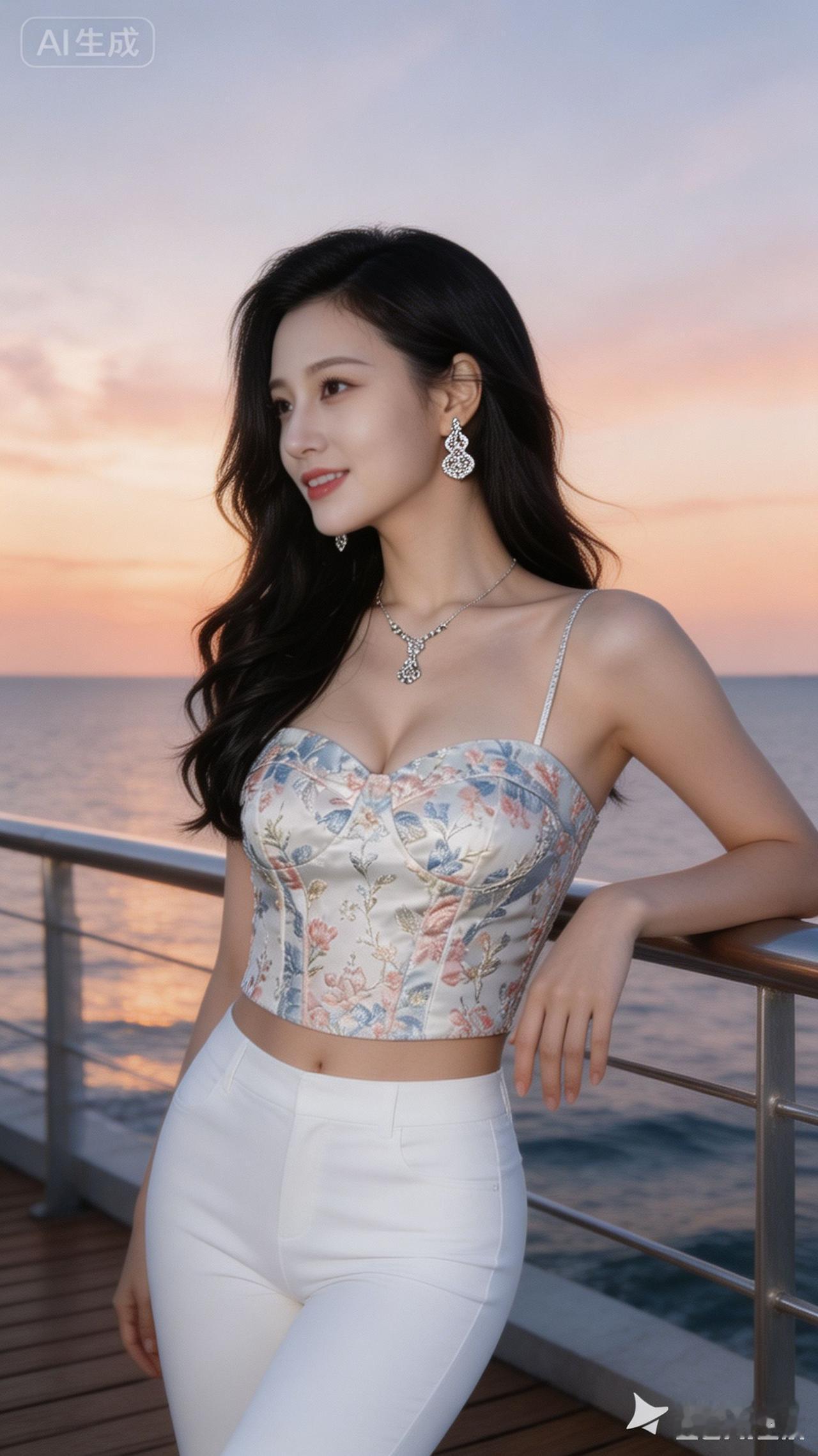海边日落，她好美！