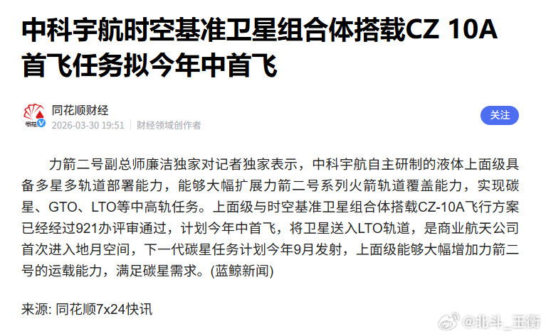 10A的首飞比预想的更早，并且不搭载梦舟飞船，而是搭载时空基准卫星和中科宇航的力