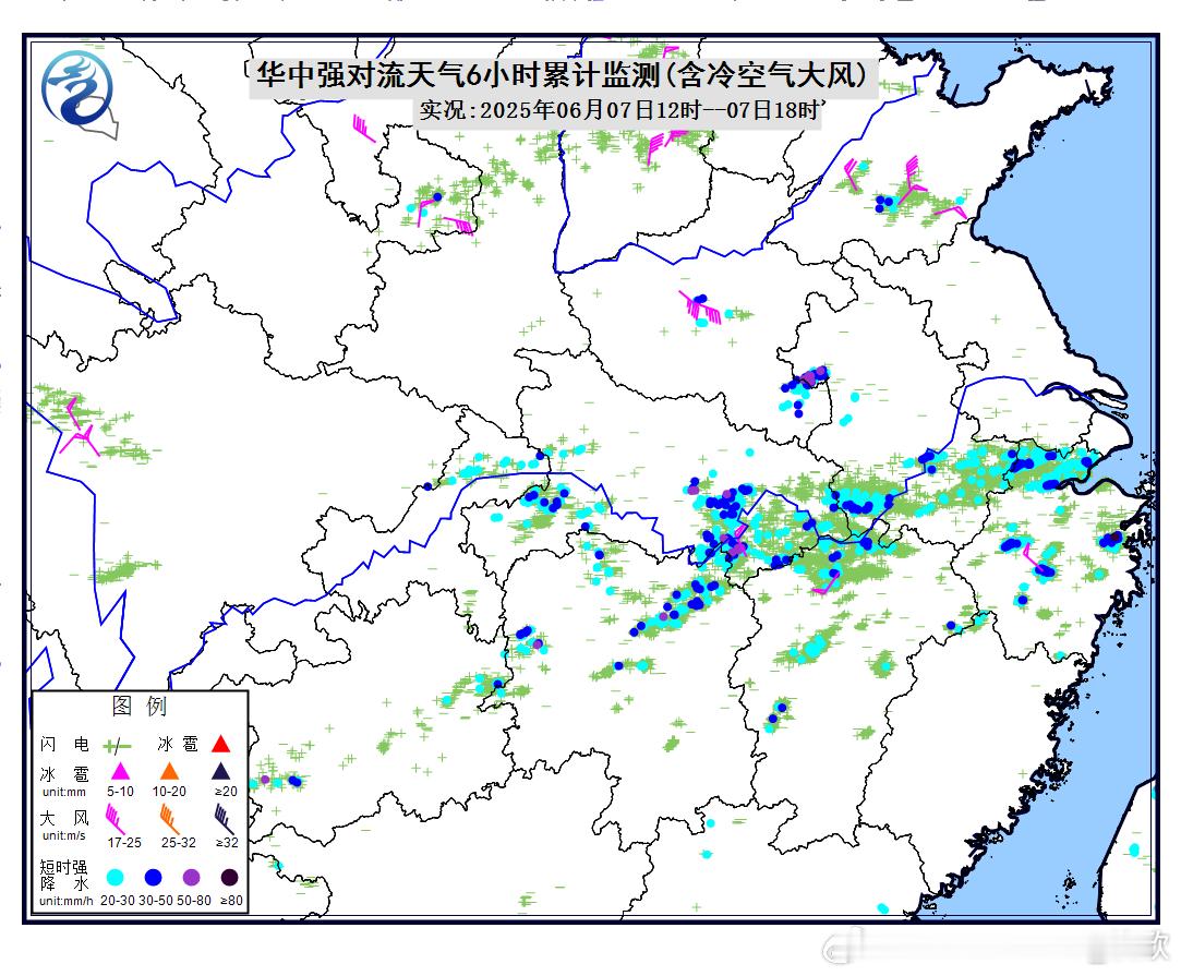 【强对流】今天中午到傍晚，在低空切变线附近的重庆湖北湖南江西安徽江苏浙江等地出现
