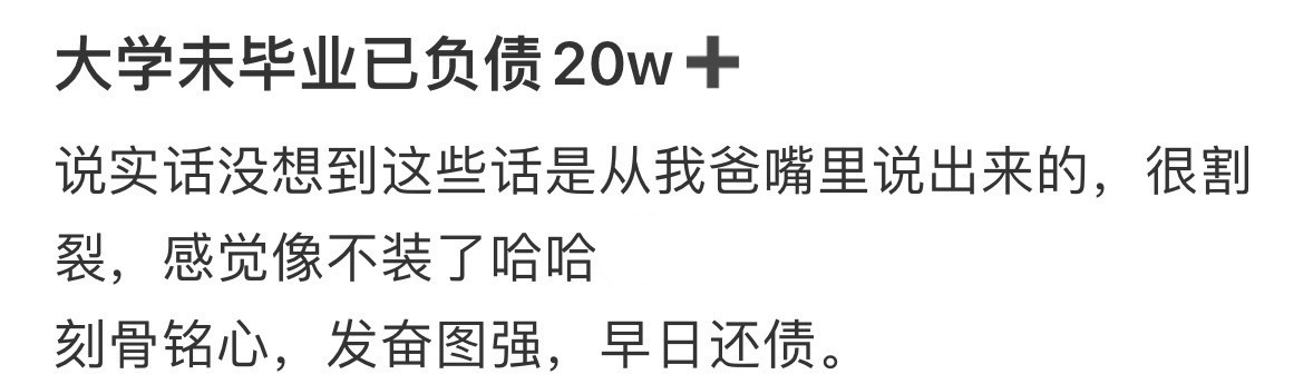 大学未毕业已负债20w➕​​​