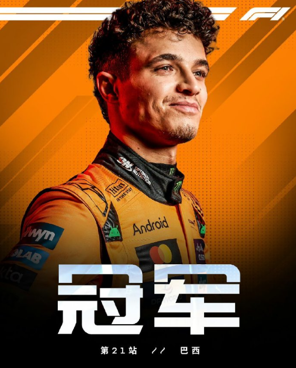 诺里斯夺F1圣保罗站冠军，诺里斯包揽巴西周末全部头名，安东内利刷新生涯最佳正赛成