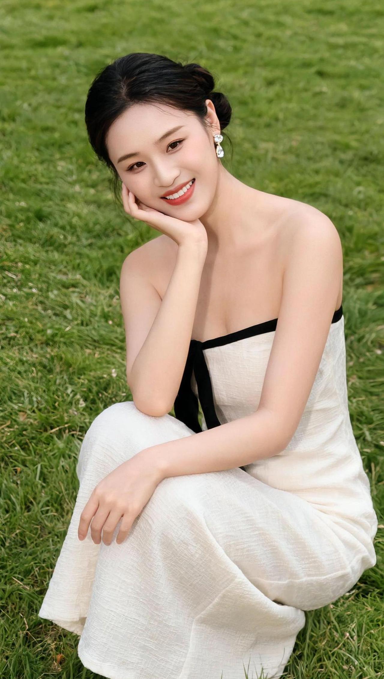 今天这身造型，我愿称之为“草地上的优雅陷阱”：看似清新脱俗，实则一不小心就会被蚊