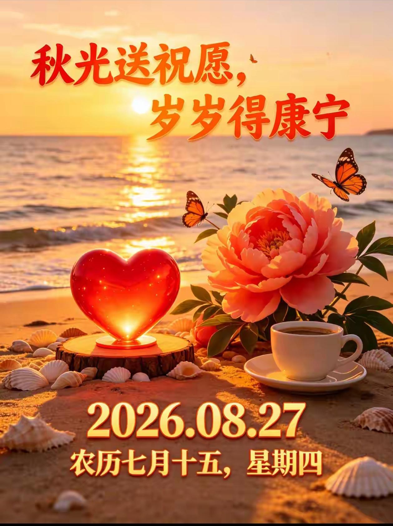 2026./8月27日，早安周四，云柔捎惦念，安好伴朝夕🍁🌻