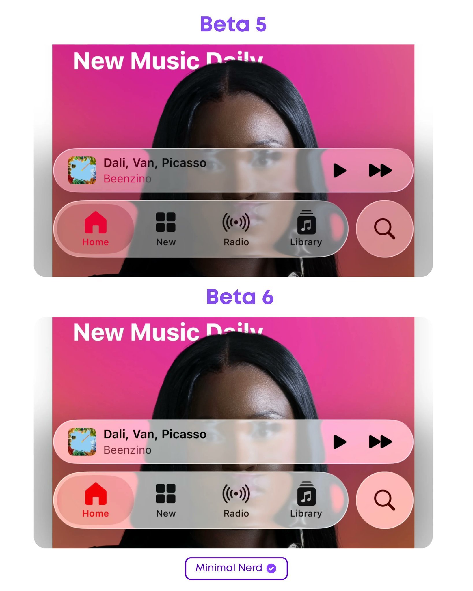 iOS26beta6有一些界面，又把液态玻璃效果改回来了...感
