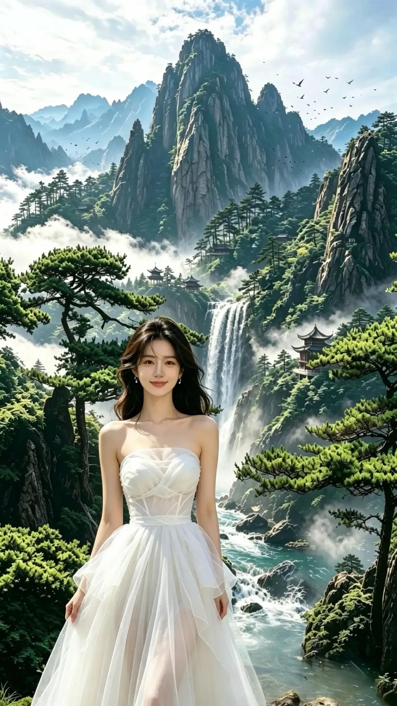 奇山异景，留下倩影一桢