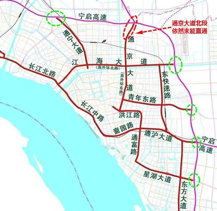 南通高架，只有通京大道目前不能直通高速！从2009年左右开始，南通开始修建城