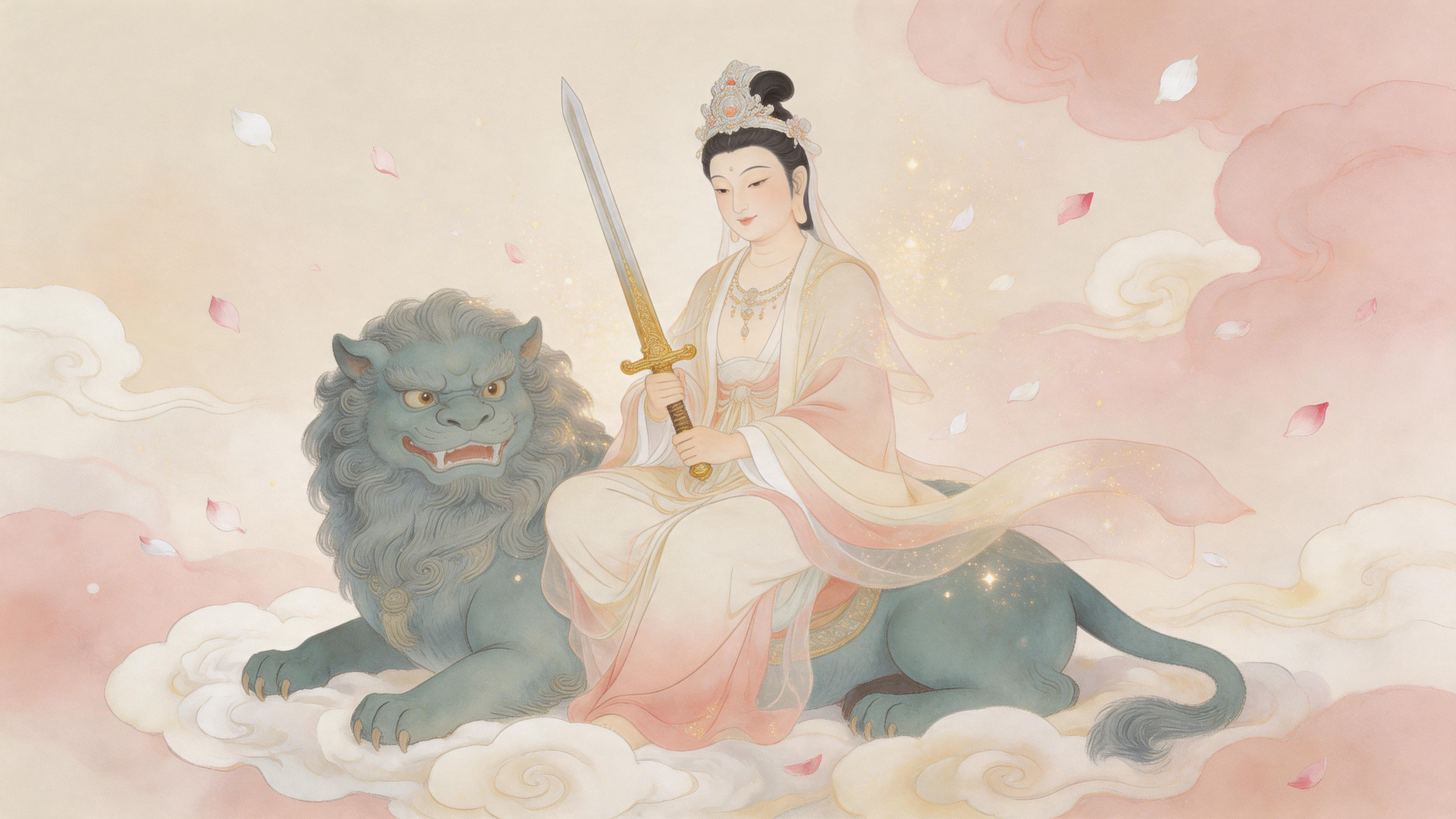 文殊赐福，平安喜乐；智慧随身，前程开阔。
