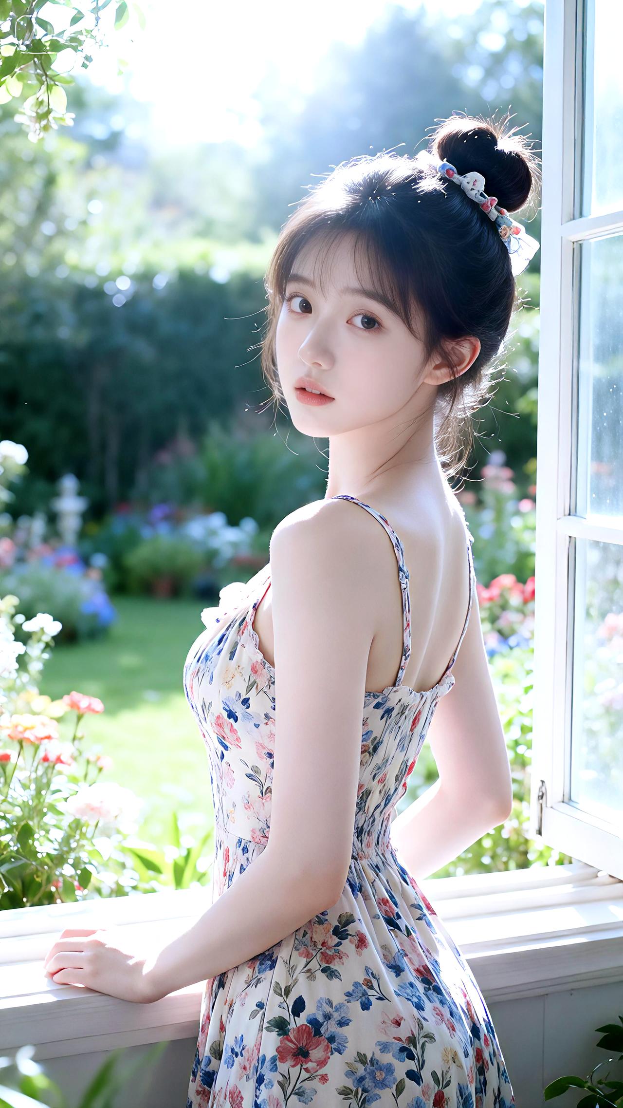 美图壁纸共享在花园的窗边，感受明亮的光，愿你如花般绽放，生活充满阳光。豆包壁纸