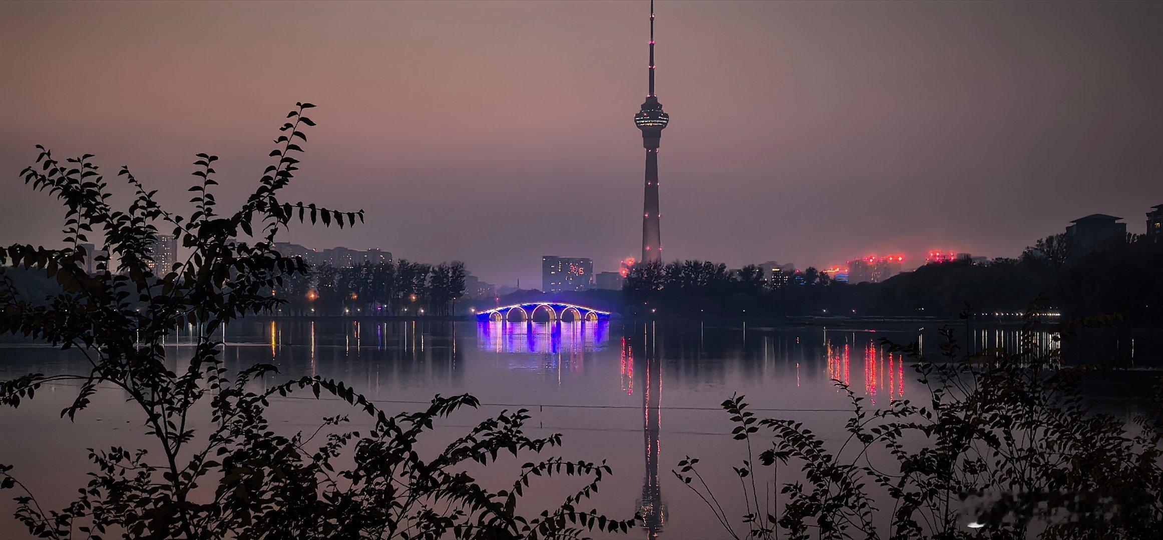 玉渊潭夜色美如画摄影  