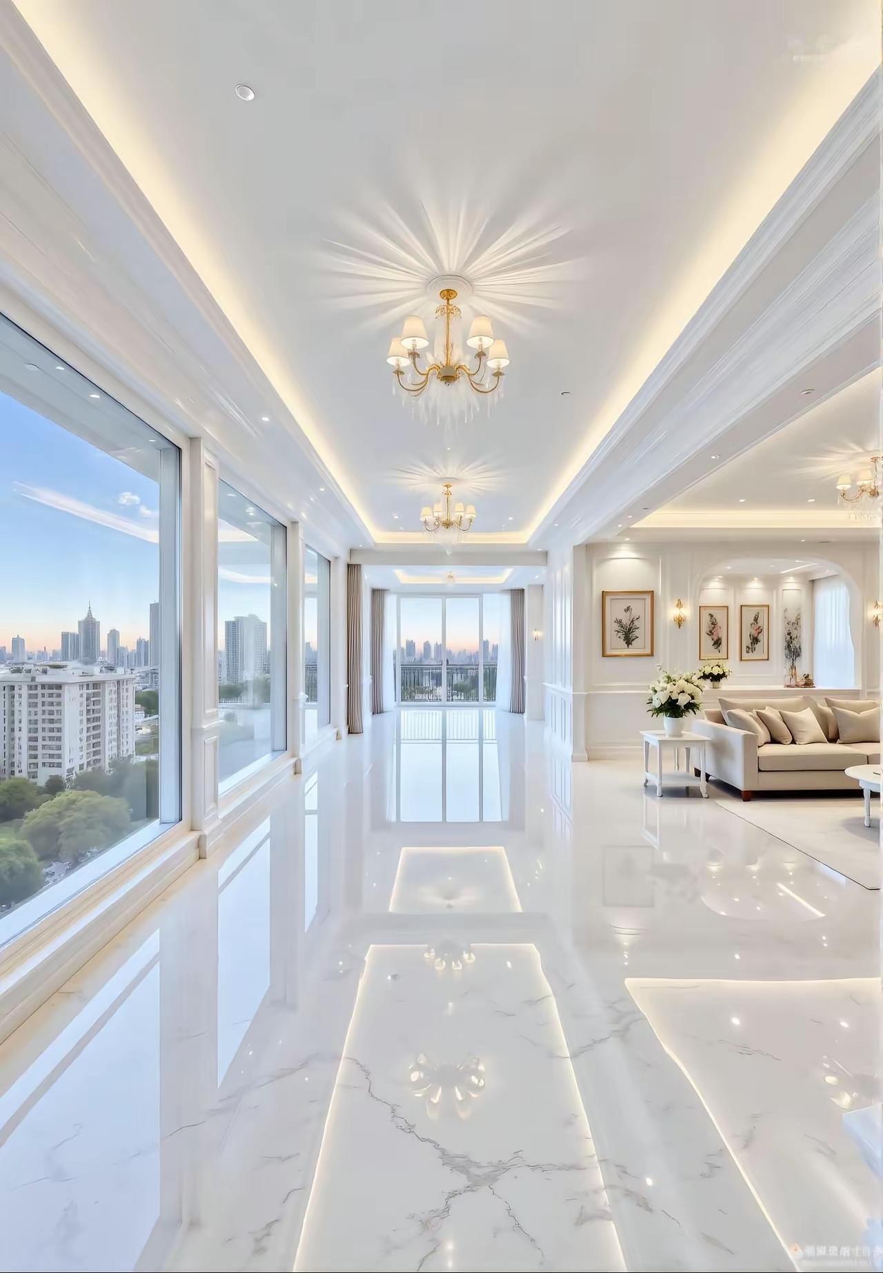 好漂亮的装修啊，想问一下这个地砖是怎么铺的，跟一整块是的，有没有懂行的啊，也太漂