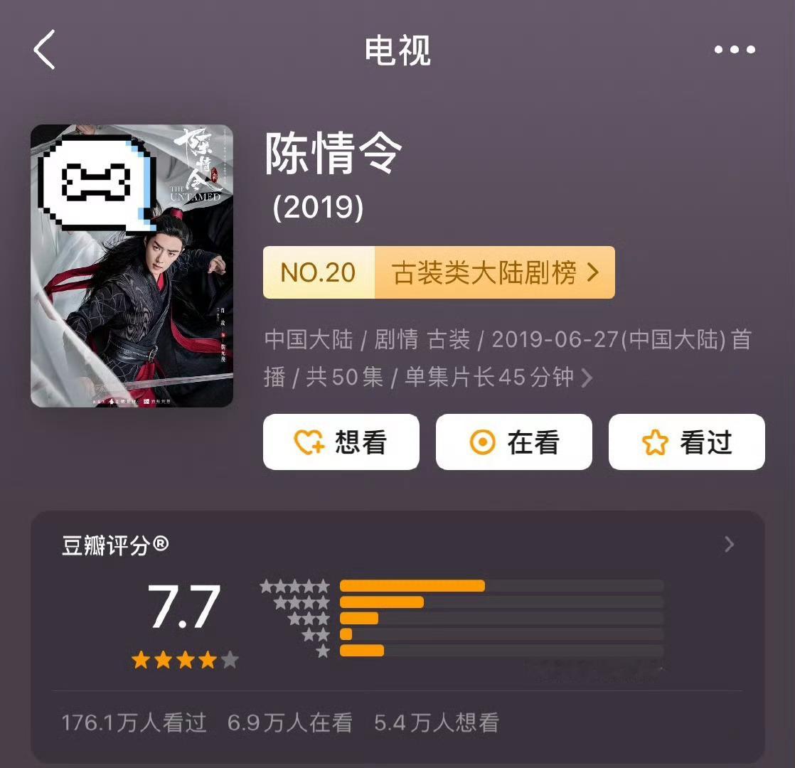 38万打分人数，就吹史诗级大爆剧～[捂脸哭][捂脸哭]没见过世面肖战陈情令打分人数1