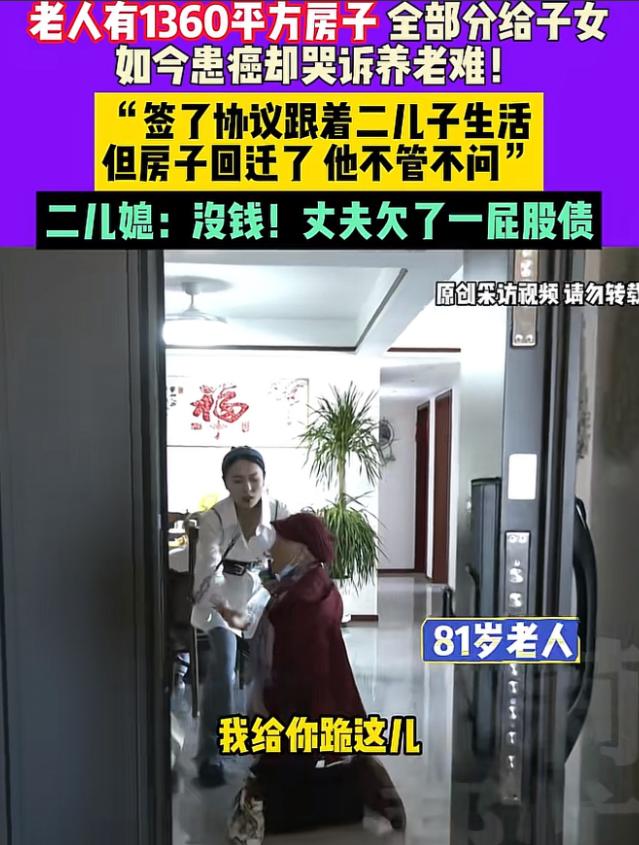81岁老太跪在儿媳面前讨要赡养费，儿媳却先一步“扑通”跪下。这一幕让河南的卢奶奶