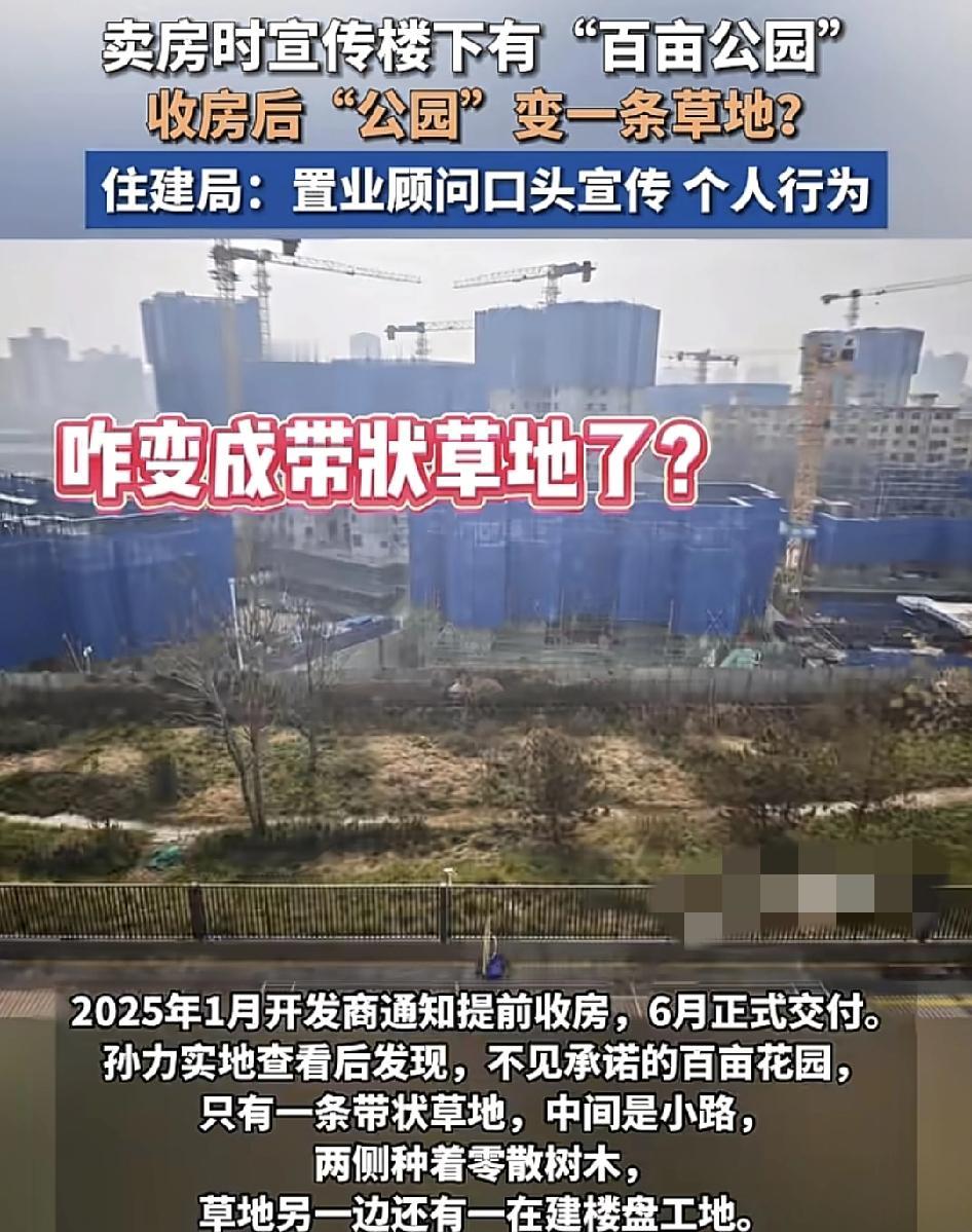 陕西咸阳的一位网友称自己所在的小区当初开发商宣传是周边有百亩的市政公园。而今年收