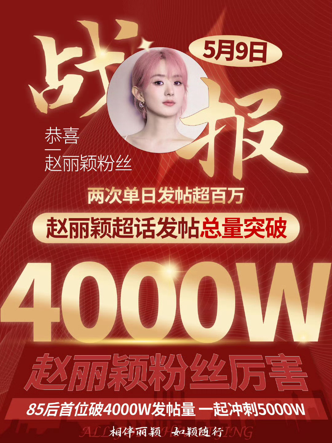 赵丽颖丽丽有效曝光，丽粉超级热血今天热门超话Top1挂了一天同时也是