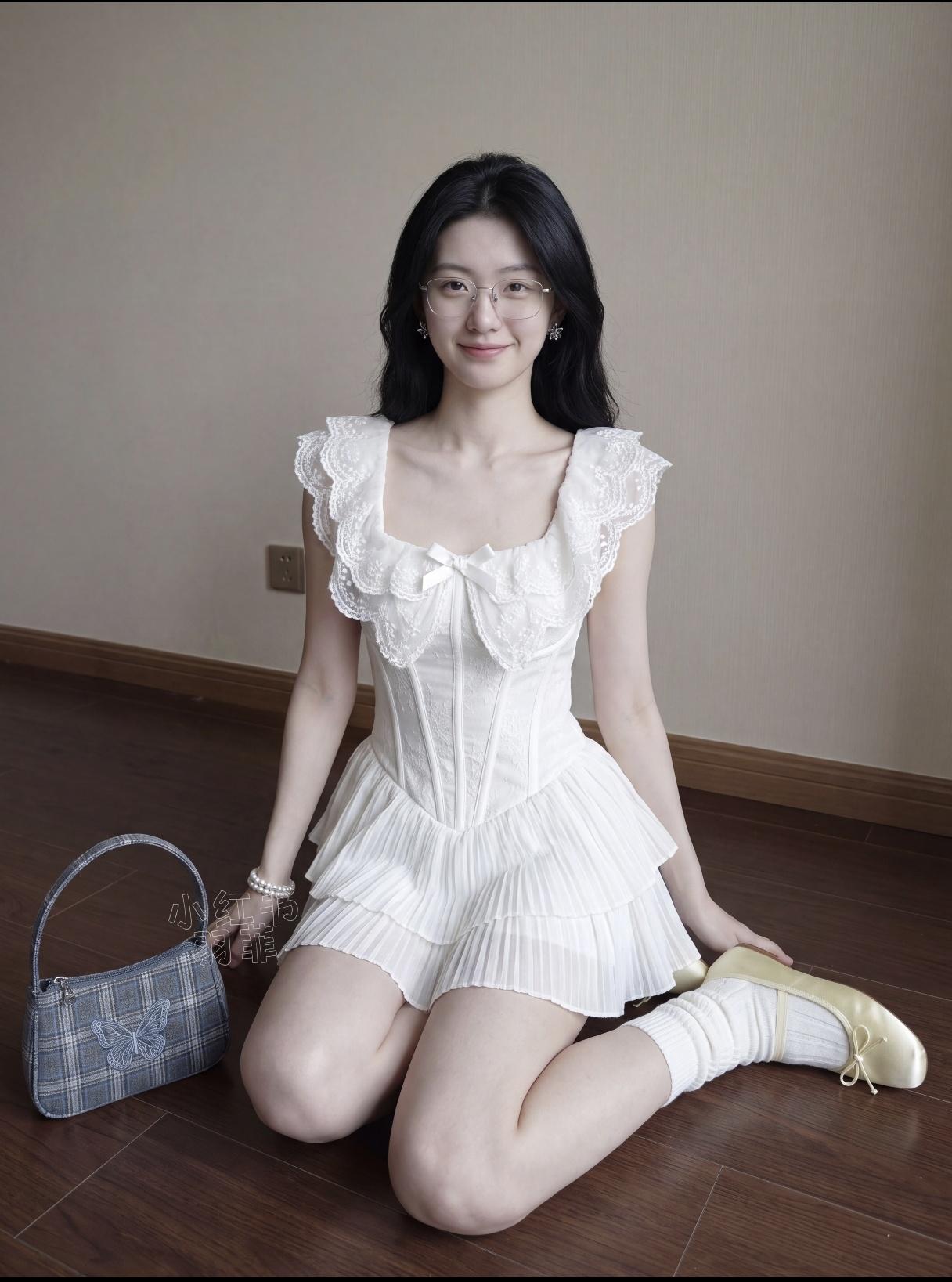 这位小姐姐穿着洛丽塔风格的衣服，好可爱！