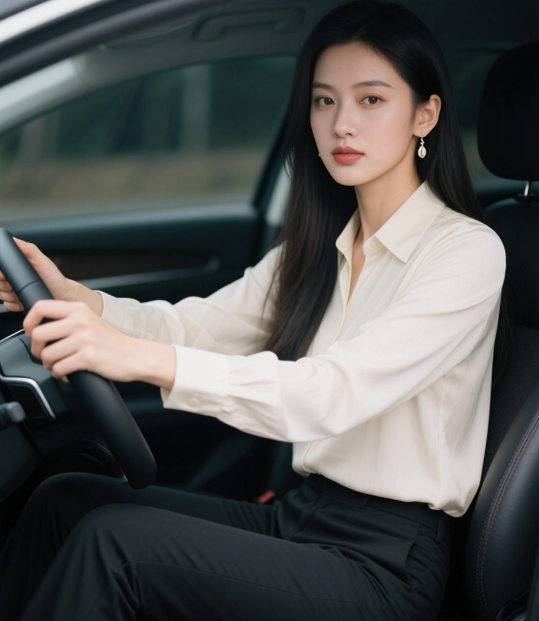 美女新手，开车都让着一点，不然碰到就赖上你了哈…