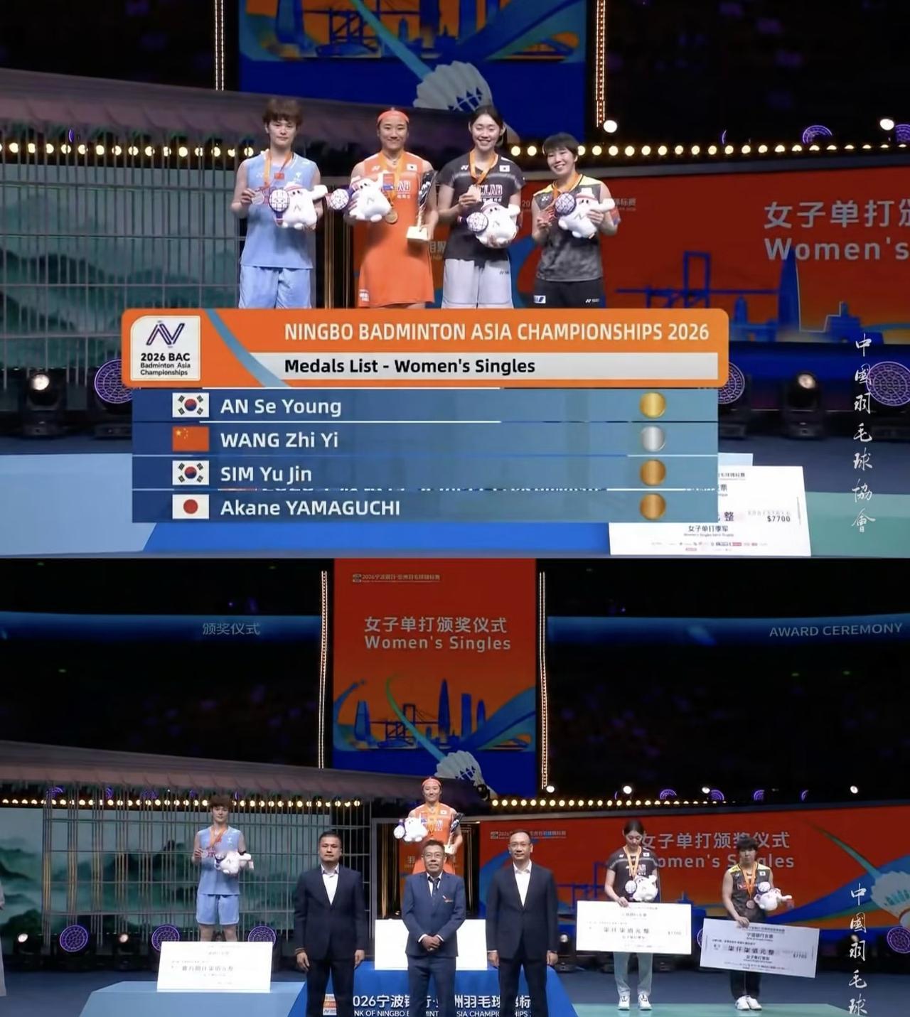 2026年羽毛球亚锦赛落幕，安洗莹2-1战胜王祉怡夺冠，达成全满贯成就。她是首位