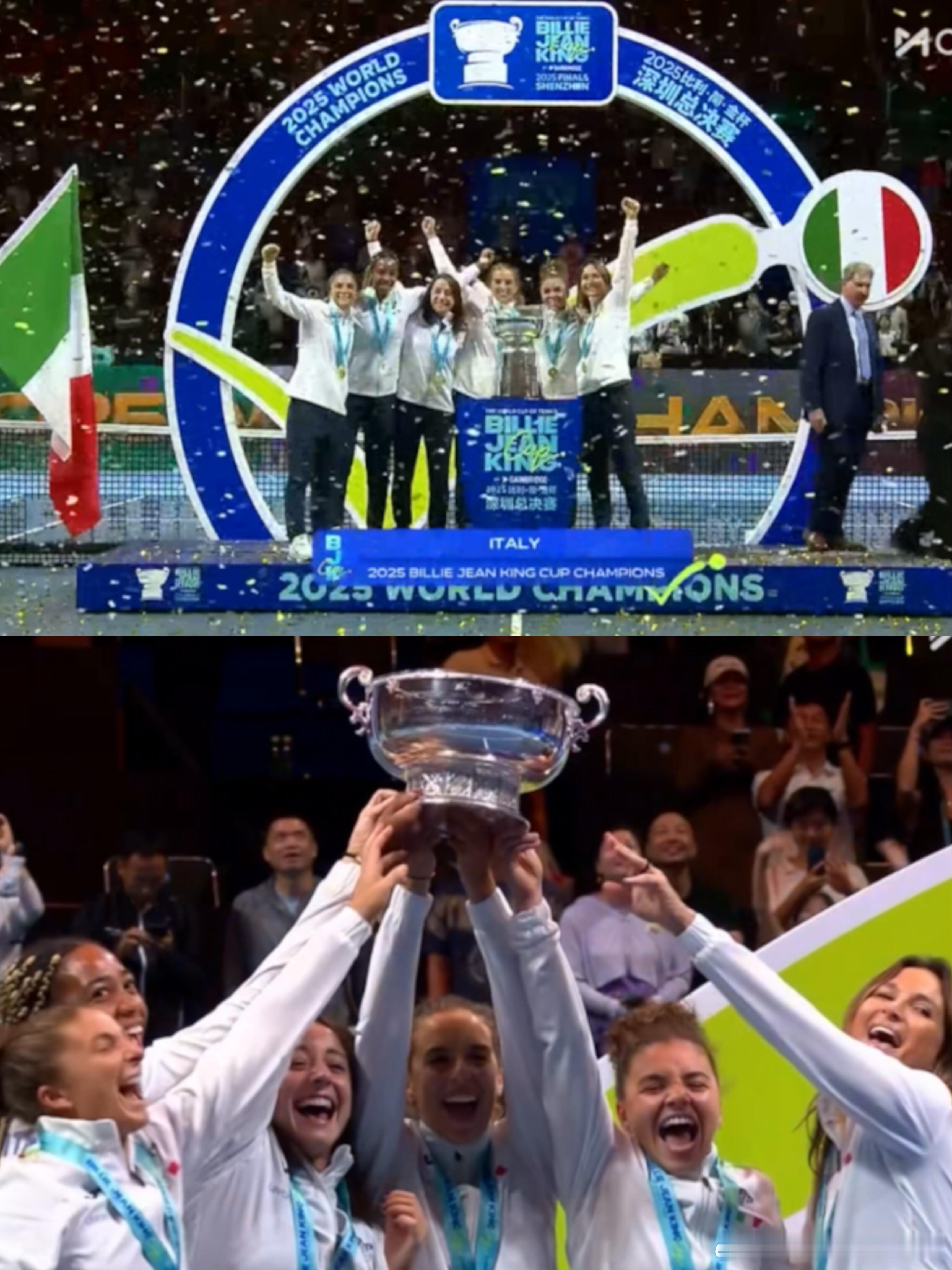 最近五届网球团体赛冠军：2023年戴维斯杯-意大利🇮🇹2024年比利·简