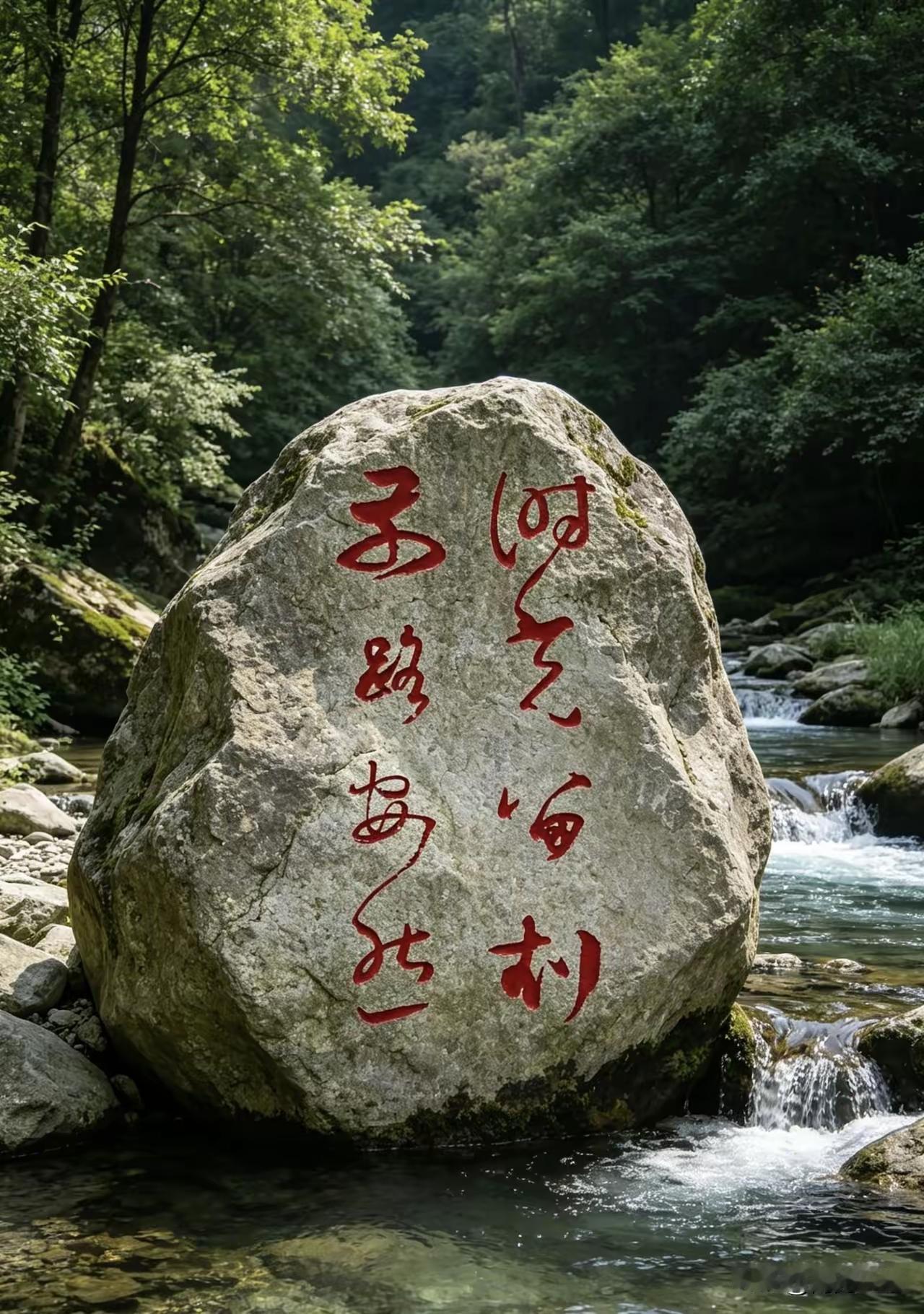 这山中的一块石碑静静地伫立在那，极其普通，但是在碑上刻上这么漂亮的书法字，便瞬间