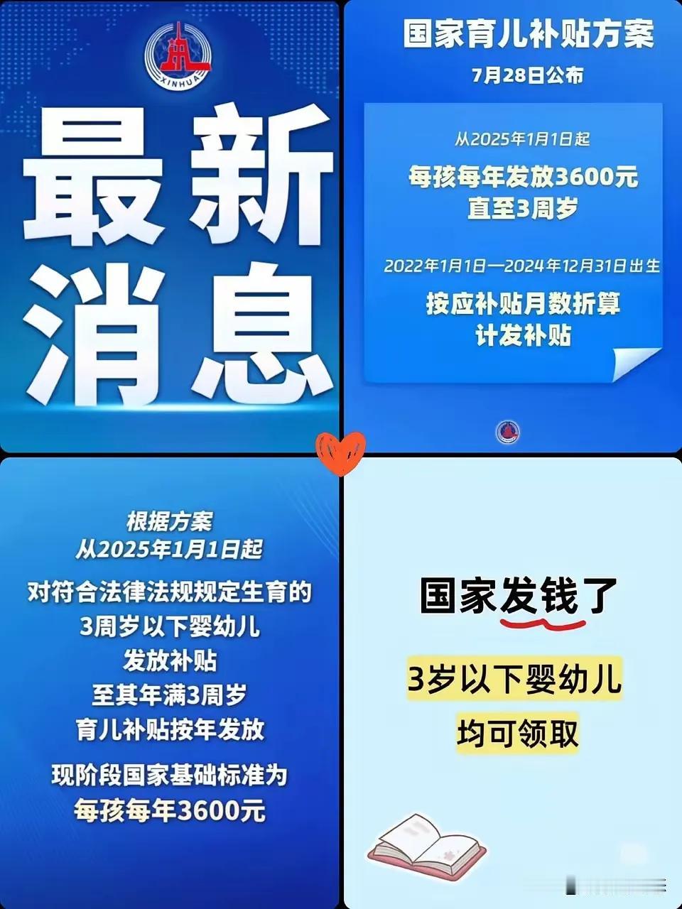 看到国家的生育补贴我真的是心里甚是感激。95后的我，也是能遇上这种机遇，靠墙了