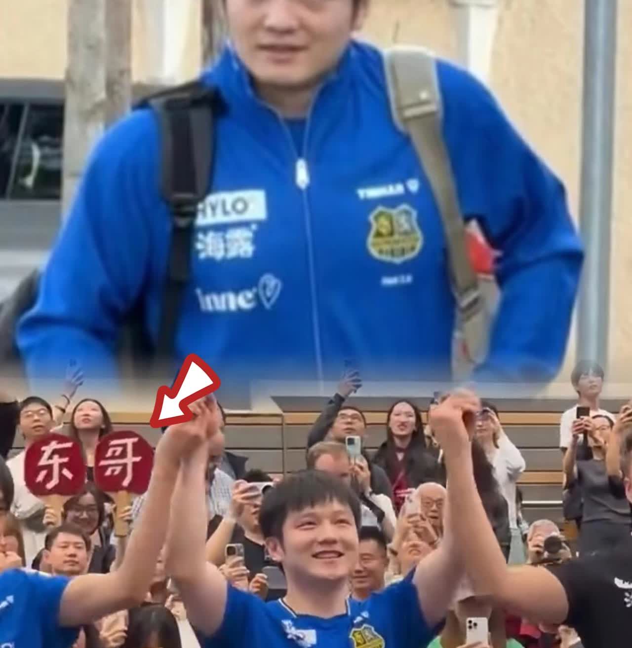 你们发现没？樊振东在德国打联赛，没有教练、没有翻译，行李自己扛，比赛录像自己