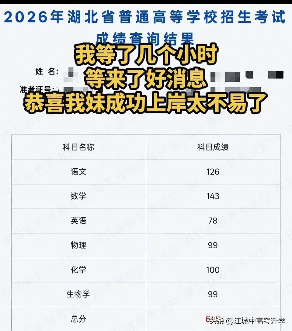 这又是一个被英语耽误的清北苗子，可惜其余的科目的成绩都十分优异了，没想到英语