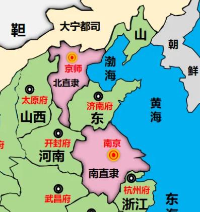 若把明清直隶当作底图，河北与安徽像一对南北镜像，但把城市逐个落位会发现不少错位。