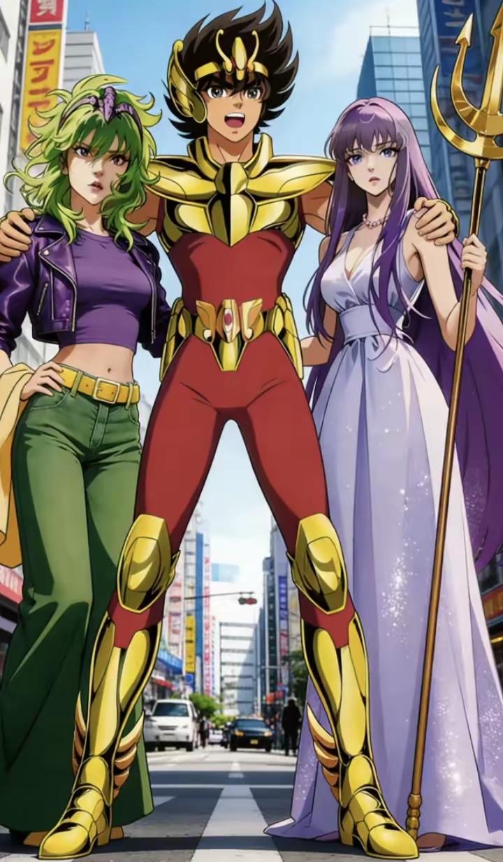 话说星矢真的牛啊！居然搂着雅典娜的同时，还搂着别的女人，请问左边这个女的是谁啊？