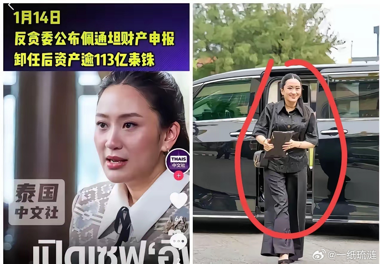 看完了泰国那个“前总理”佩通坦的财产公示，我是真没忍住，酸了。113.2亿泰铢！