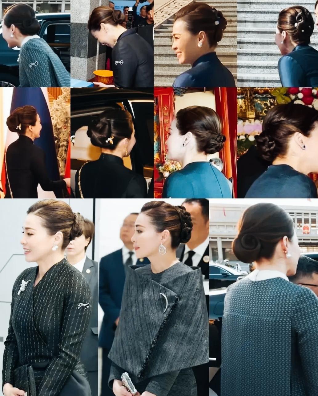 泰国王后苏提达这头发盘的太漂亮了！头发盘了这么多造型，每一个盘发像不像是一件艺