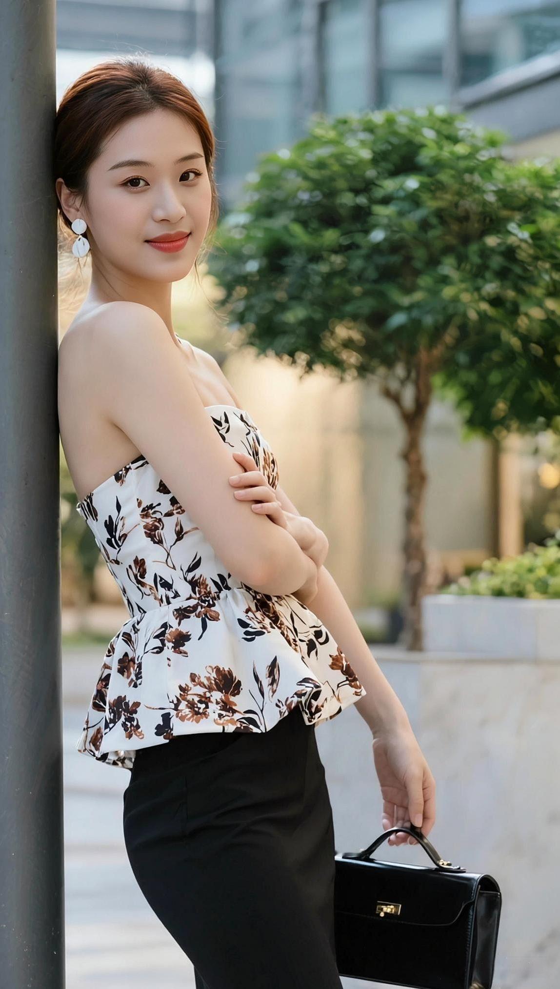 街角光影风掠过肩头碎花裙摆摇着温柔镜头定格的瞬间是日常里开出的小美好