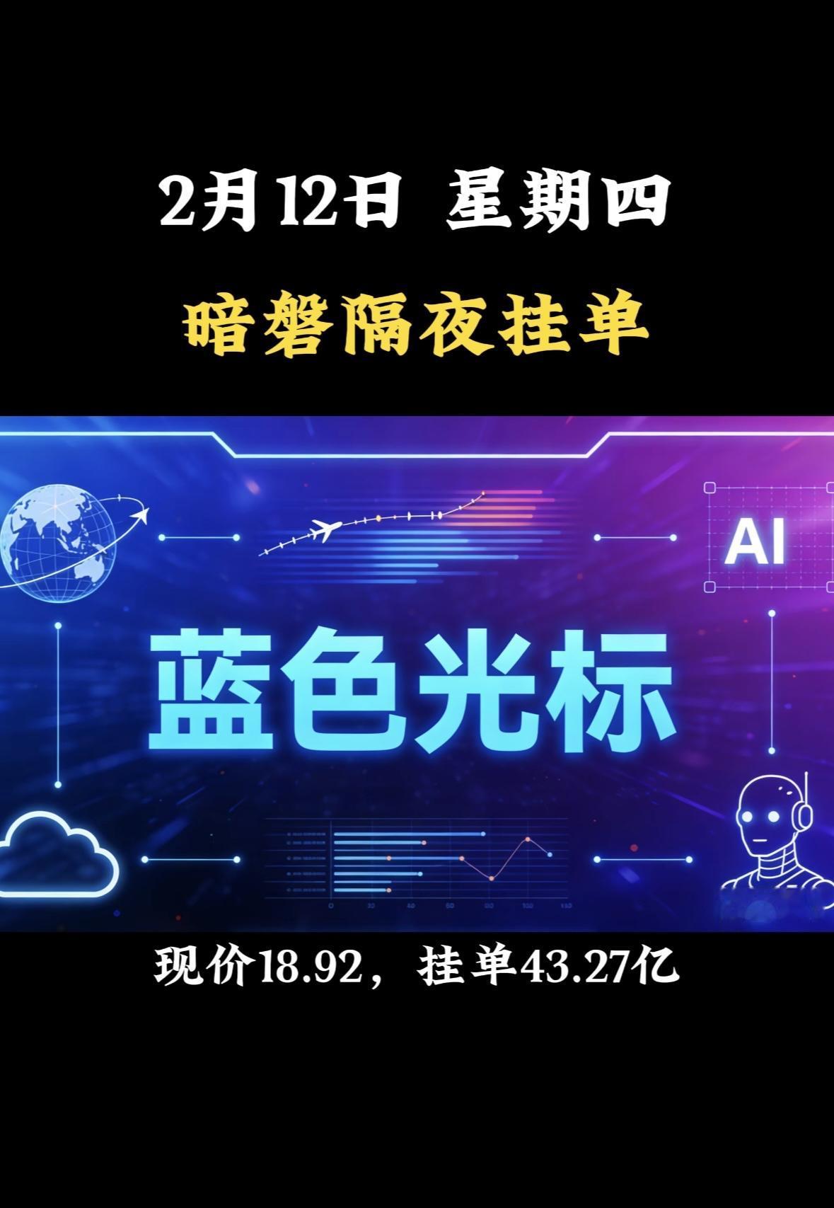 2月12日暗磐隔夜挂单，协鑫集成，现价5.26，挂单69.59亿！AI概念股