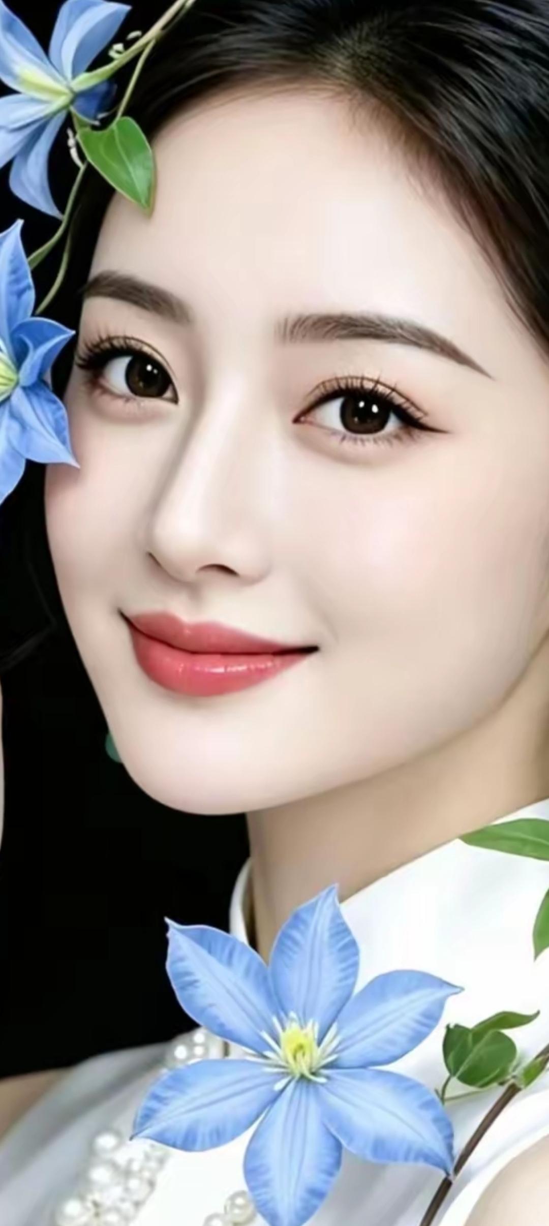 蓝花仙子，温柔如水，美得令人窒息！🌸🌸🌸