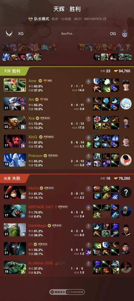 DOTA2:梦幻联赛S26小组赛，离谱的XGXG1:1OG第一局对
