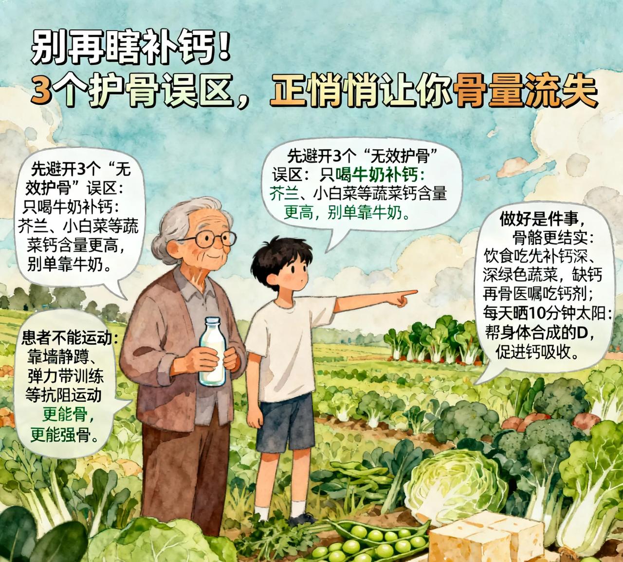 别再瞎补钙！3个护骨误区，正悄悄让你骨量流失别以为老了腰背痛、易骨折是正常