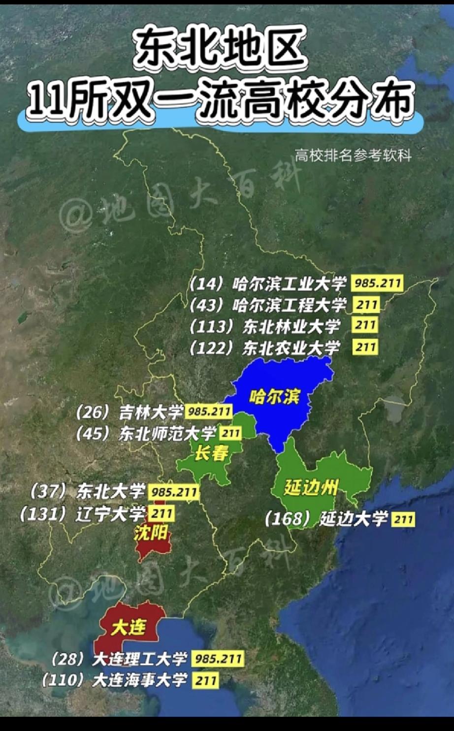 沈阳大学数量应该是最多的，不过确实头部高校是四个城市里最差的[捂脸哭]