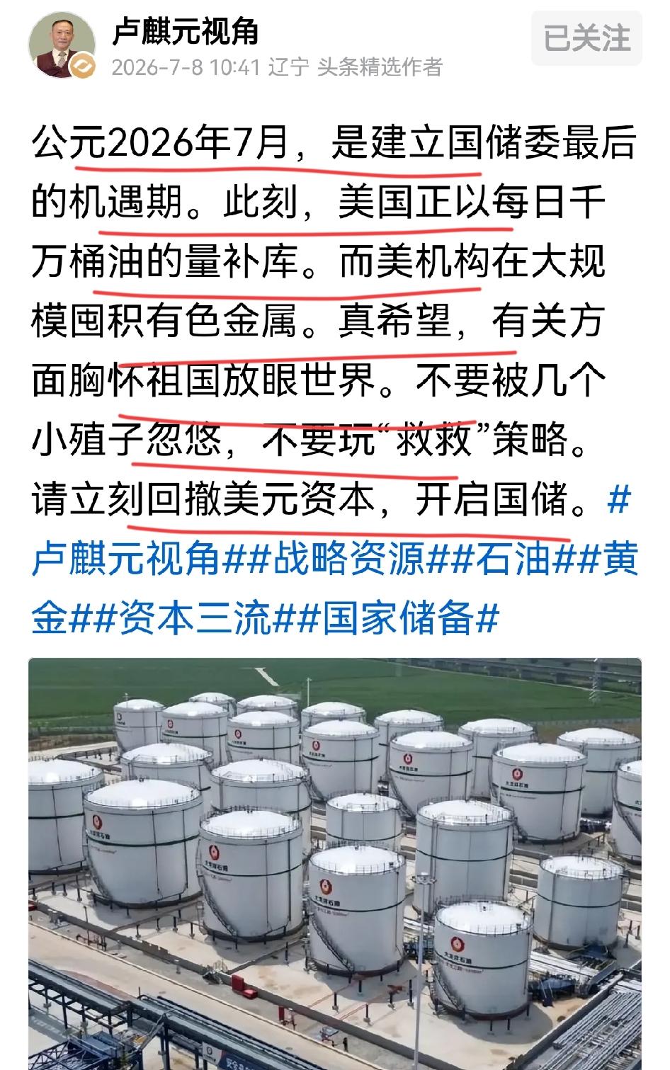 经济学家卢麒元的警示！！2026年7月，是最后的窗口期了。赶紧开启国储委的建