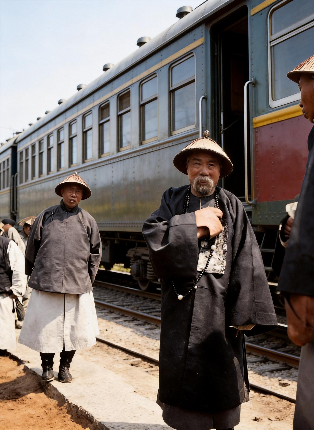 这是1898年5月总理衙门大臣、顺天府尹胡燏棻率众人在马家堡火车站等待来华的德国