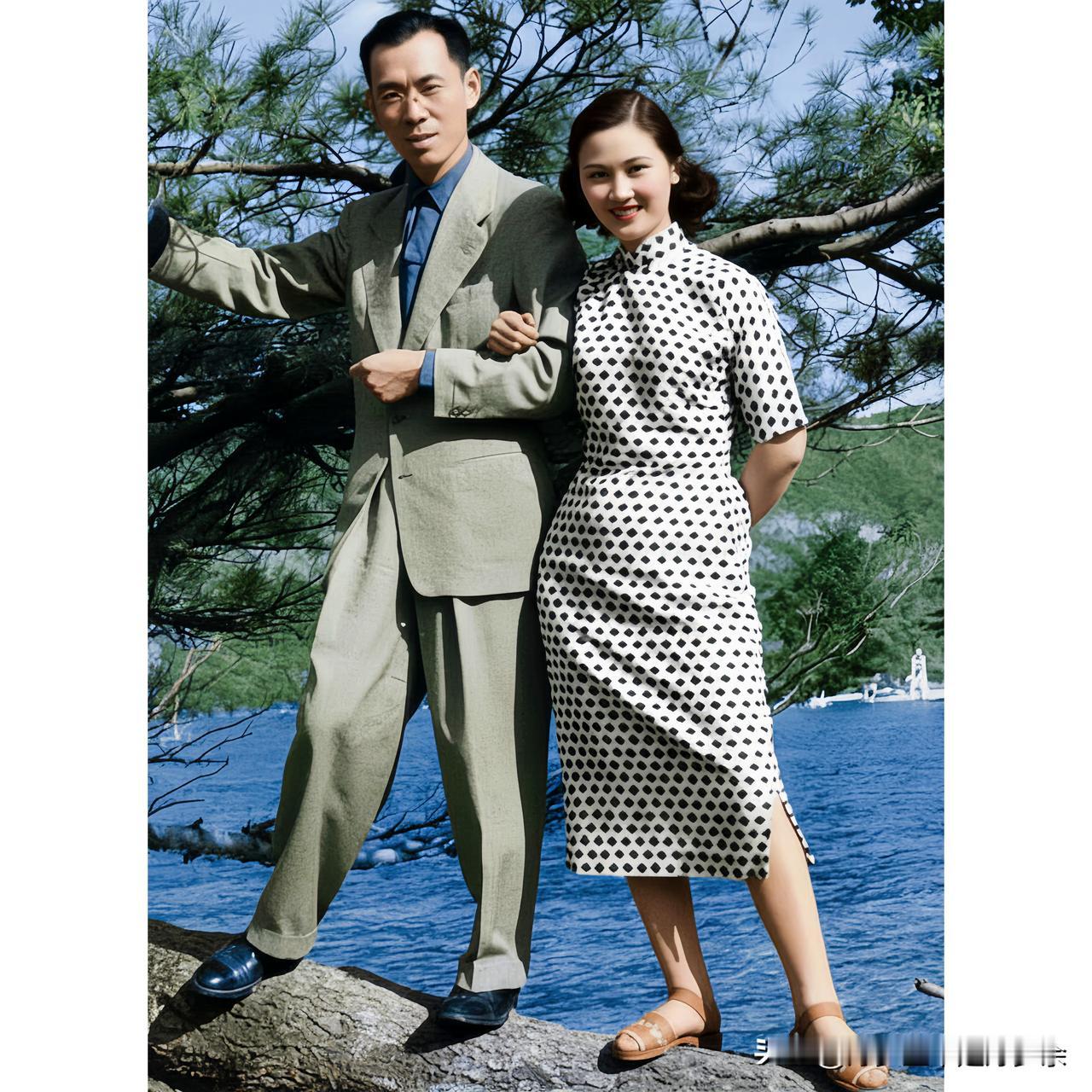 这是上世纪五十年代徐志摩和张幼仪的儿子徐积锴与他的妻子张粹文在美国户外游玩时留下