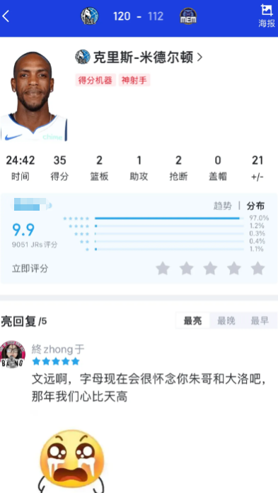 才看到泪目了我的米末节22分，现在的字母应该会很想当初的朱哥大洛还有你吧，那