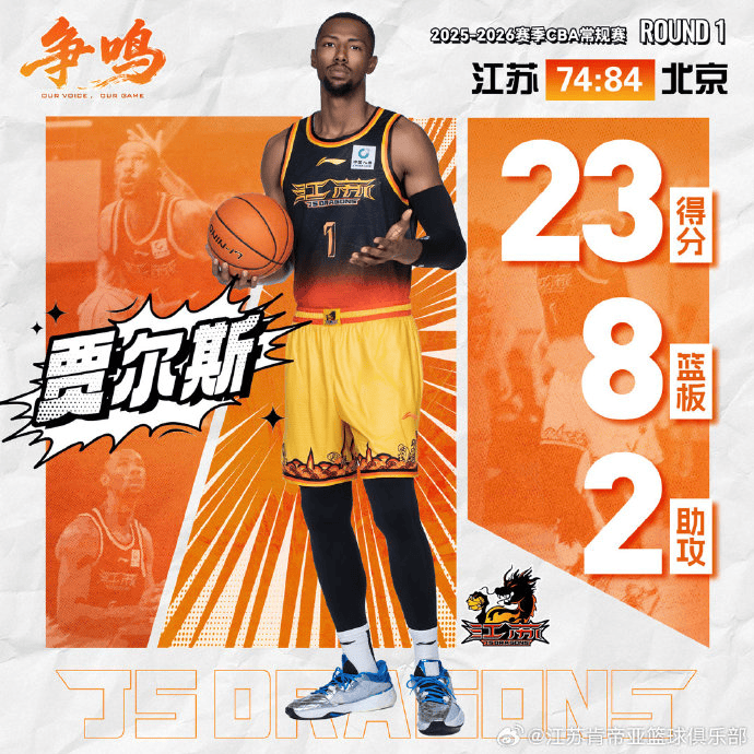 江苏男篮发布庞峥麟数据海报: 全场得到16分3篮板4助攻