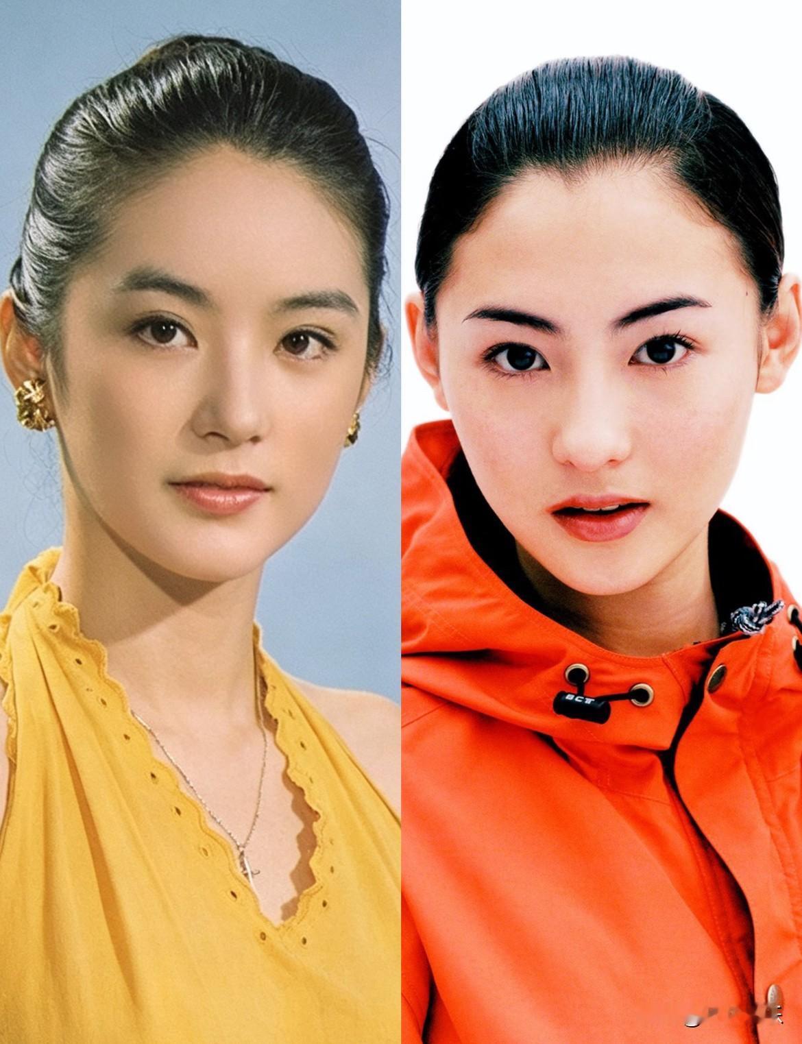 林青霞对上张柏芝，原来大美女真的有共同点！两个人骨架底子都很好，五官舒展大方。但气质完全不一样。林青