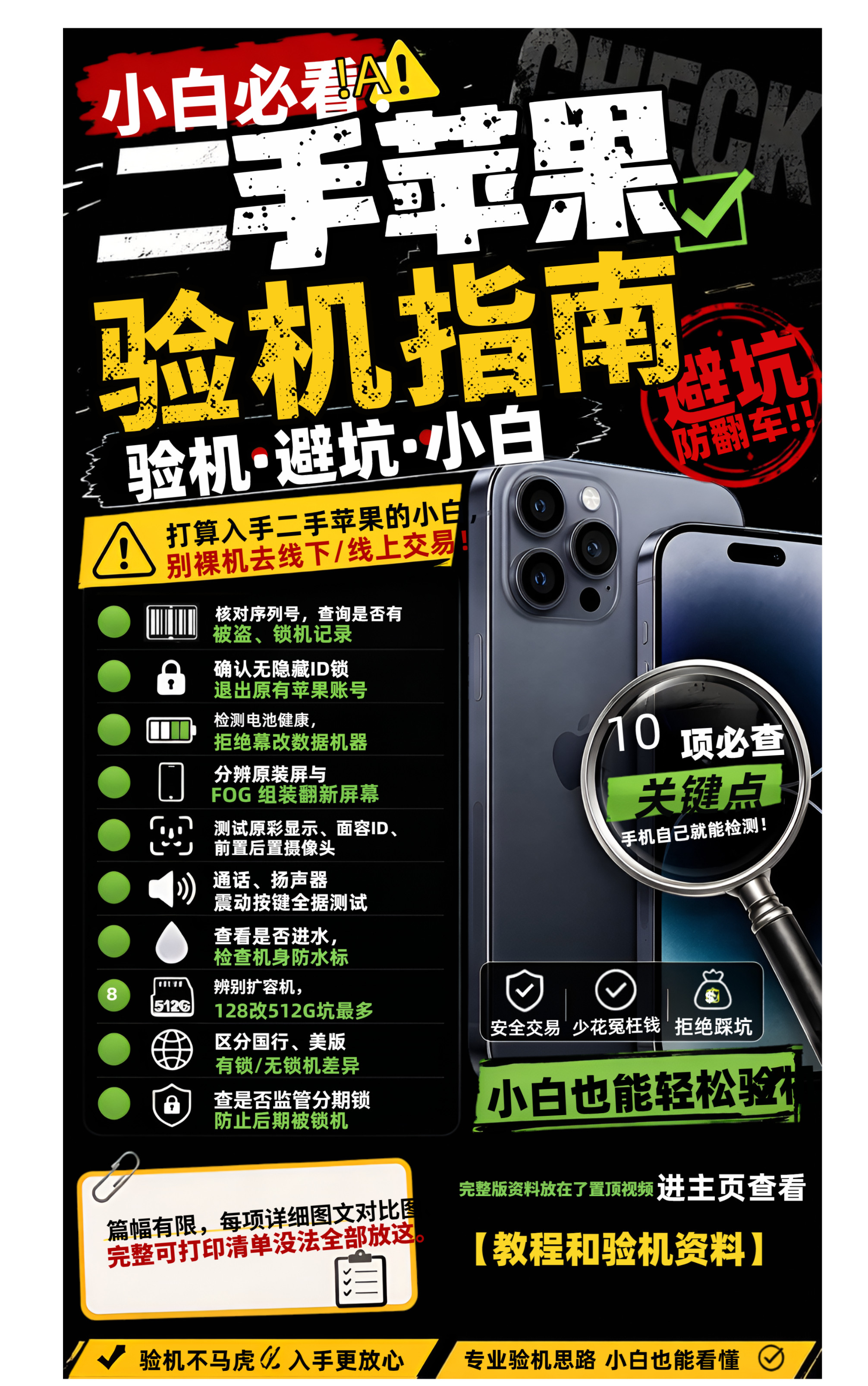 二手iPhone避坑10项自查清单，新手收藏！ID锁、扩容、监管机、改