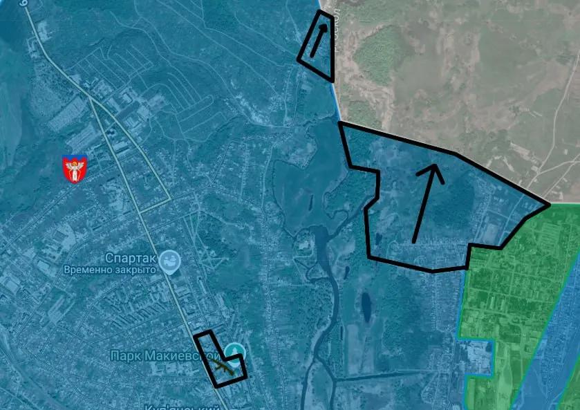 乌军收复库皮扬斯克河西岸的所有城区建筑。见图中黑框。