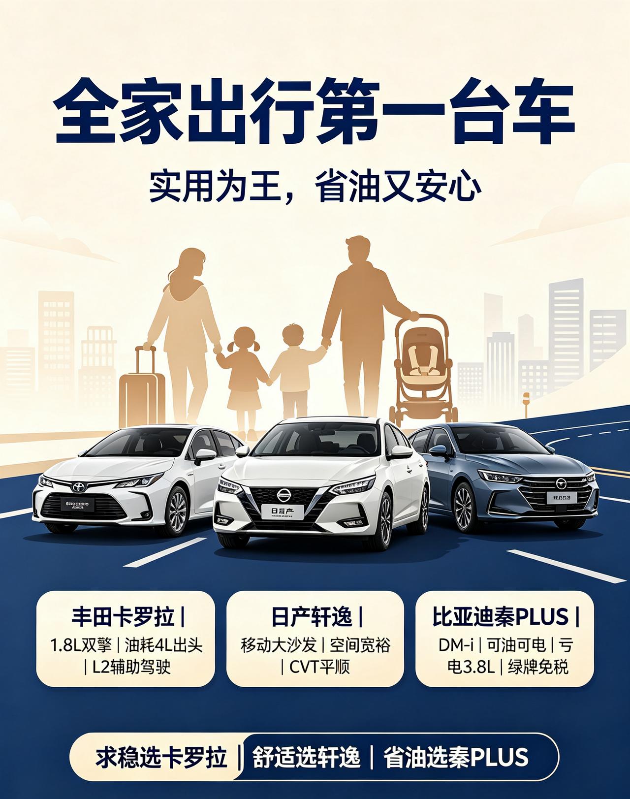 第一台车要兼顾全家出行，实用为王。首推丰田卡罗拉——全球销冠不是没道理，1.8