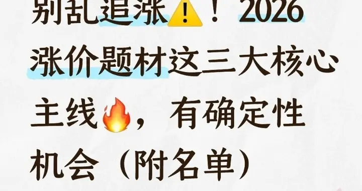 2026年三个主要涨价主线：AI硬件升级、金属资源、化工产业链